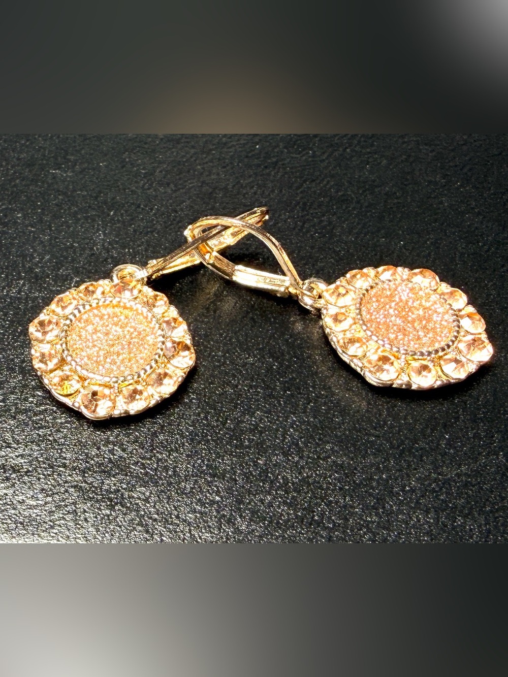 Monet Elegant Gold-Tone Pink Glitter Drop Earrings